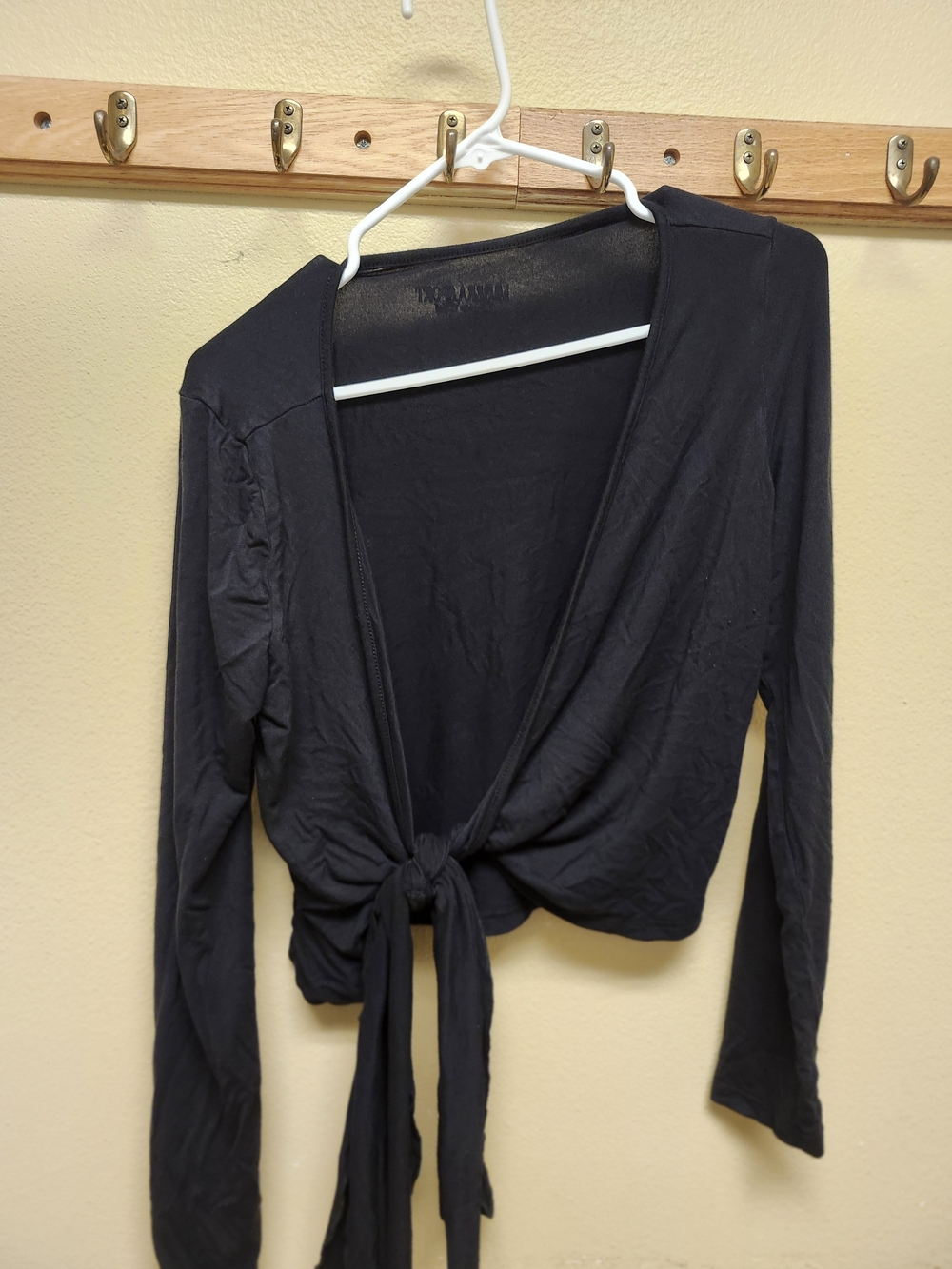 Misura Sport Black Tie-Front Long Sleeve Top Like New